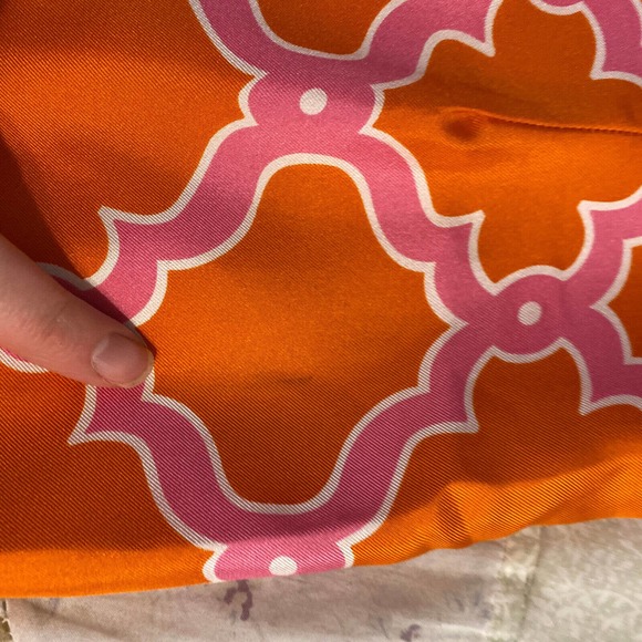 Skirtin Around Sz 2 Silk Sheath Dress Lined Pink Orange Tie Front Retro 60s - Picture 8 of 11